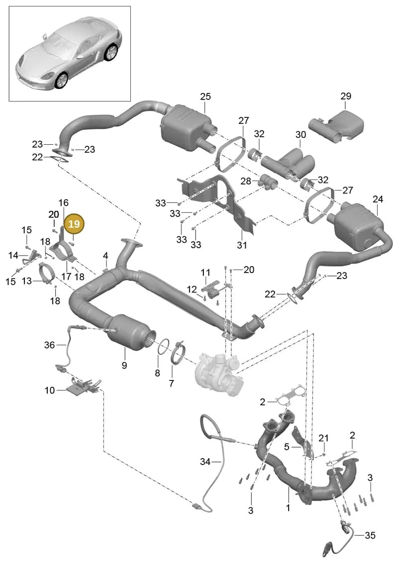 90038527401 — Porsche Boxster (2016-2019) diagram p50202000, position 19