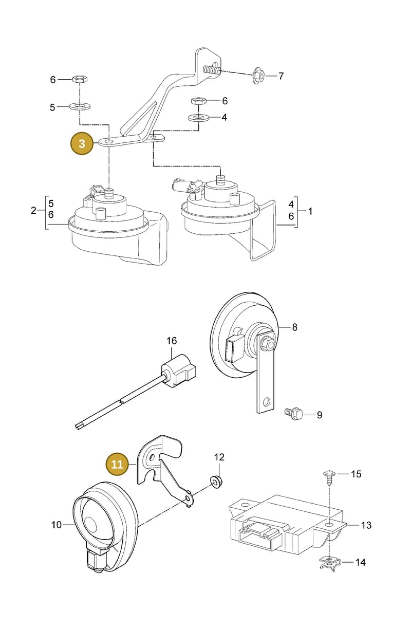 90063110690 — Porsche 911 Carrera (2008-2012) diagram p32903000, position 3+11