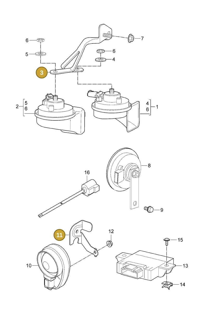 90063110690 — Porsche GT2 RS (2009-2012) diagram p36903000, position 3+11