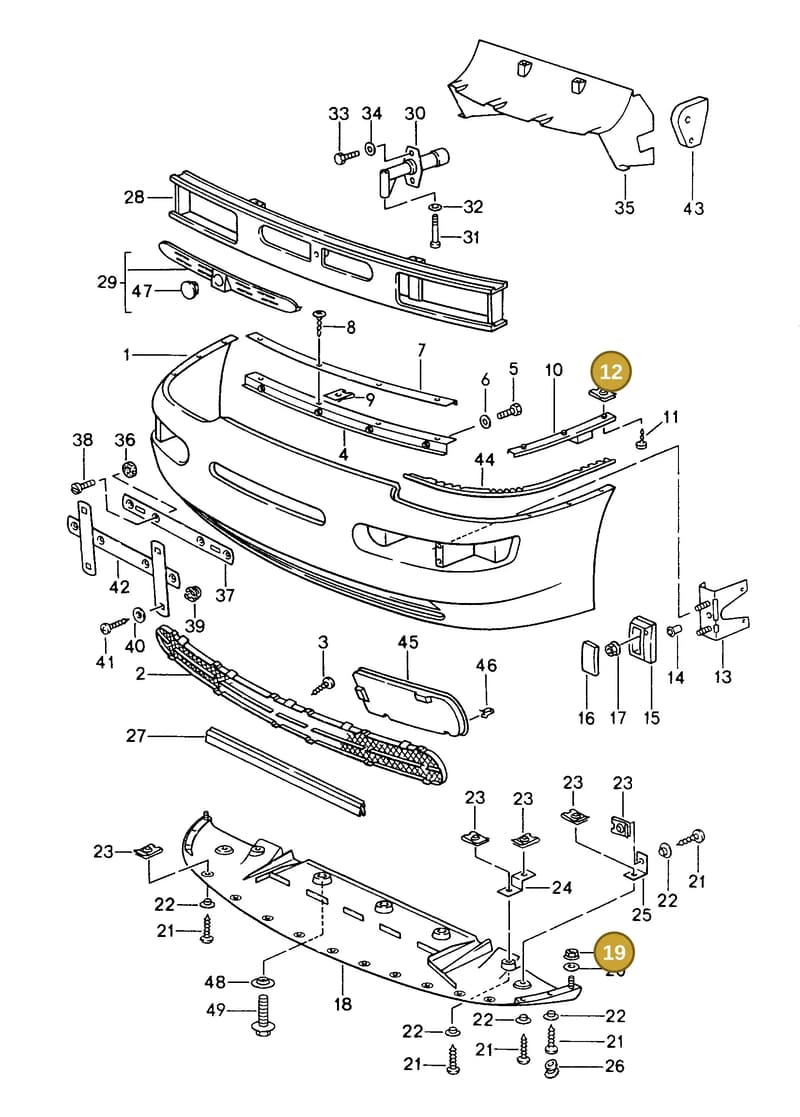 90091000702 — Porsche Coupe (1991-1995) diagram p15802000, position 12+19