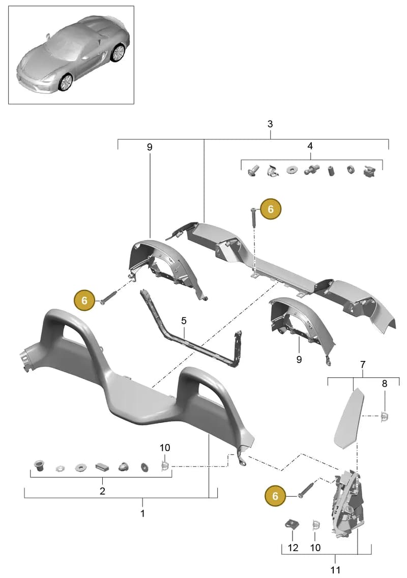 90097601101 — Porsche Boxster Spyder (2015-2016) diagram p46807030, position 6
