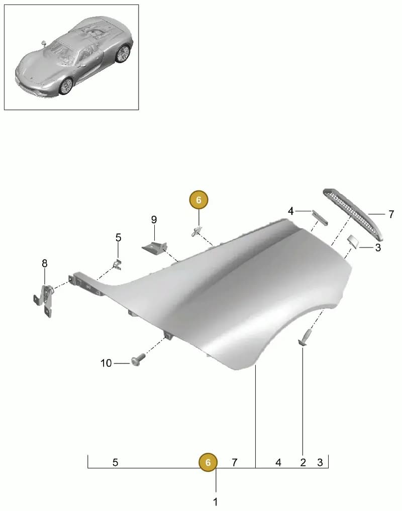 91850459700 — Porsche 918 Spyder (2014-2015) diagram p43801020, position 6