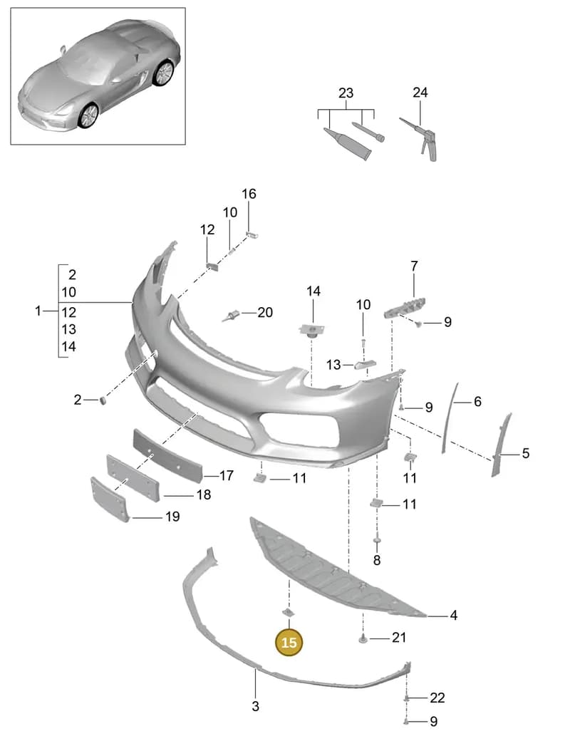 91850459700 — Porsche Boxster Spyder (2015-2016) diagram p46802000, position 15