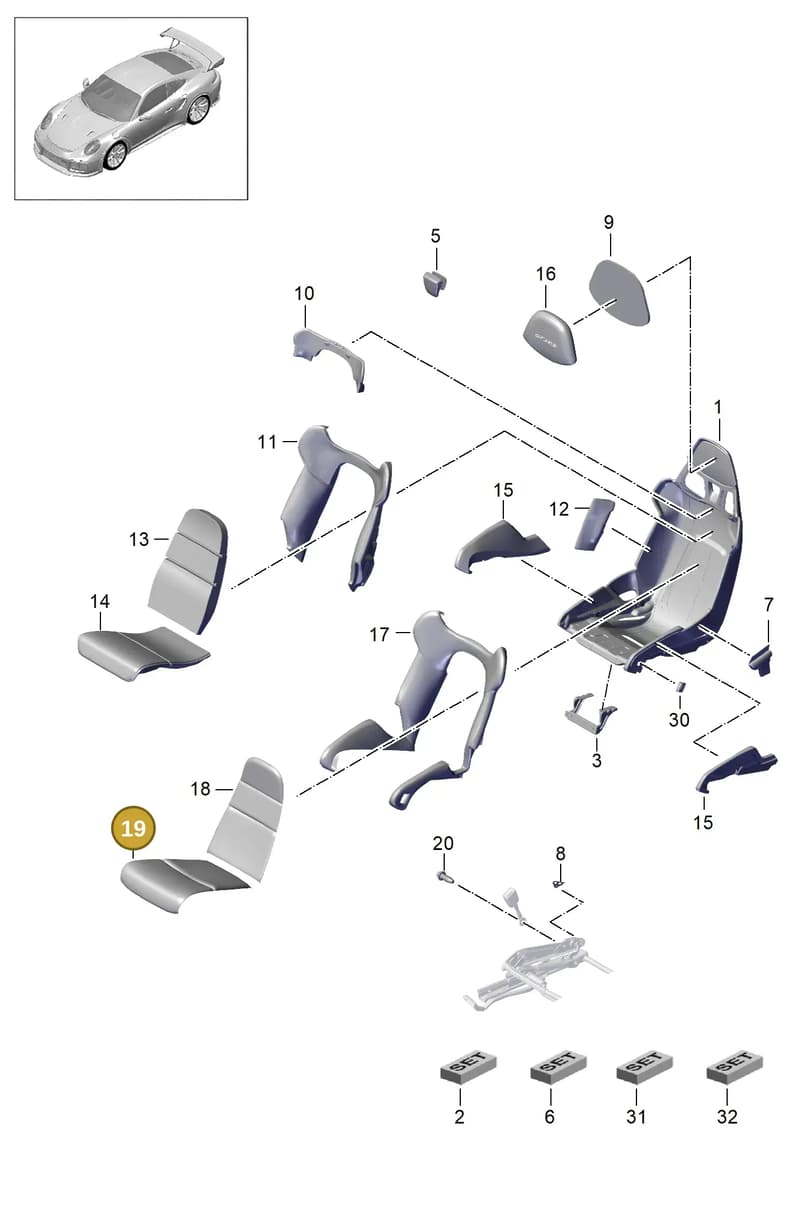 918521161122W0 — Porsche GT2 RS Clubsport (2013-2020) diagram p42817010, position 19