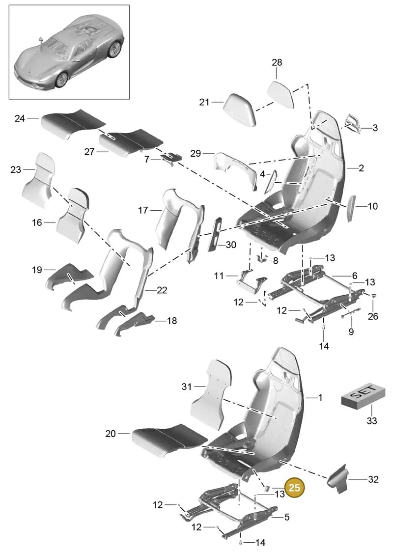 91861320101S92 — Porsche 918 Spyder (2014-2015) diagram p43817000, position 25
