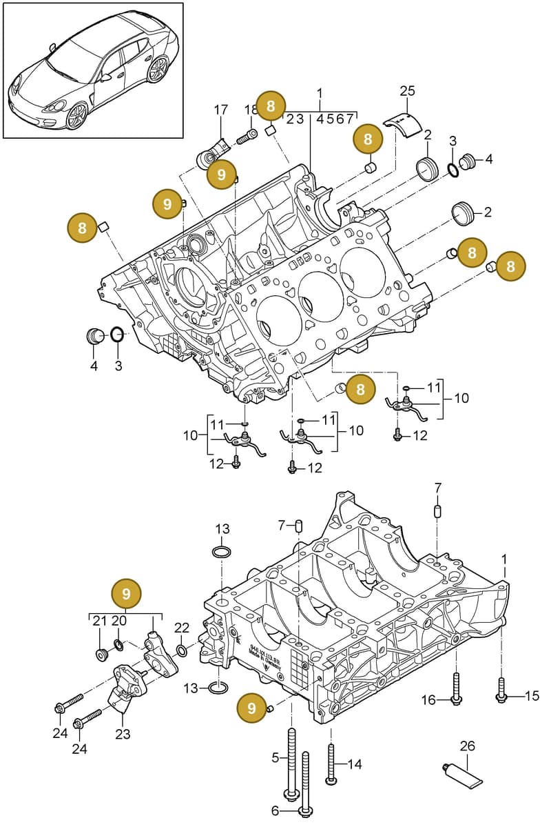 94610115331 — Porsche Panamera (2009-2016) diagram p35101040, position 8+9
