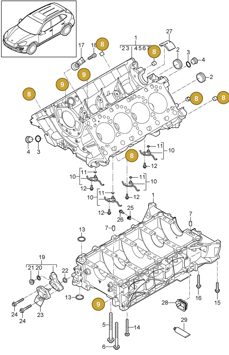 94610115331 — Porsche Cayenne (2010-2018) diagram p37101040, position 8+9