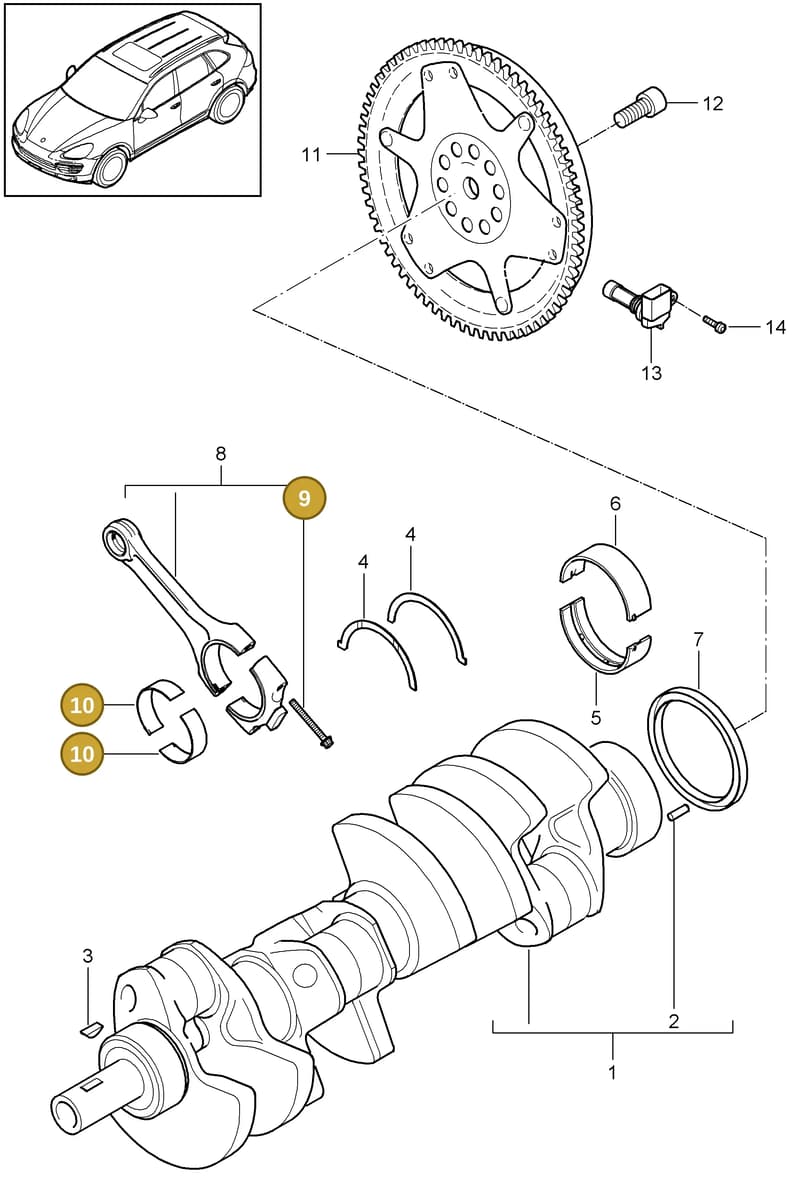 94610325402 — Porsche Cayenne (2010-2018) diagram p37102000, position 9+10