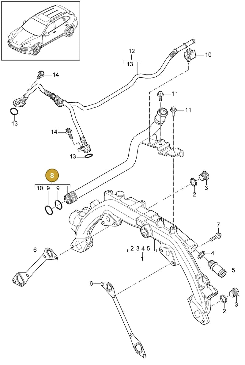 94610606960 — Porsche Cayenne (2010-2018) diagram p37105022, position 8