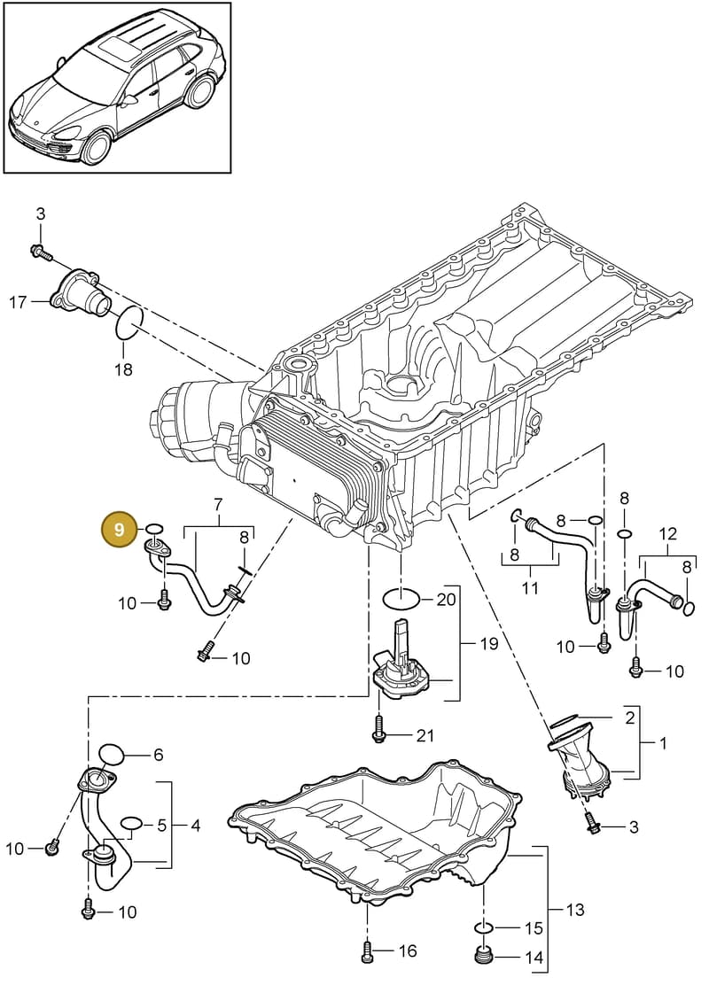 94610703150 — Porsche Cayenne (2010-2018) diagram p37104050, position 9