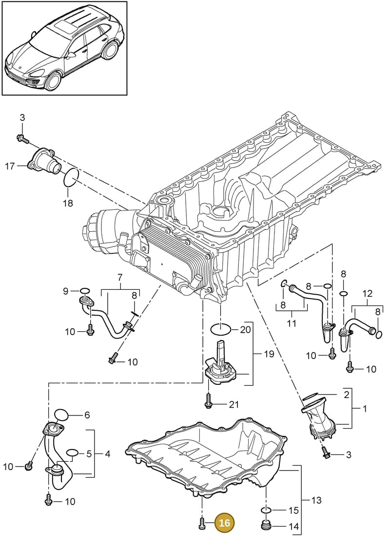 94610703350 — Porsche Cayenne (2010-2018) diagram p37104050, position 16