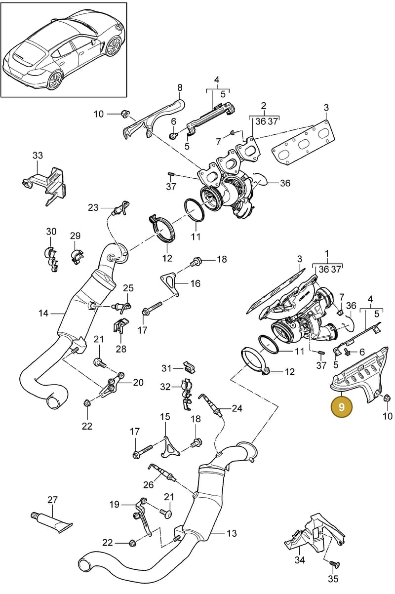 94611133876 — Porsche Panamera (2009-2016) diagram p35202020, position 9