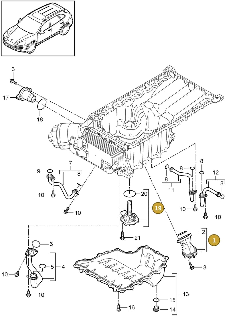 94660617000 — Porsche Cayenne (2010-2018) diagram p37104050, position 1+19