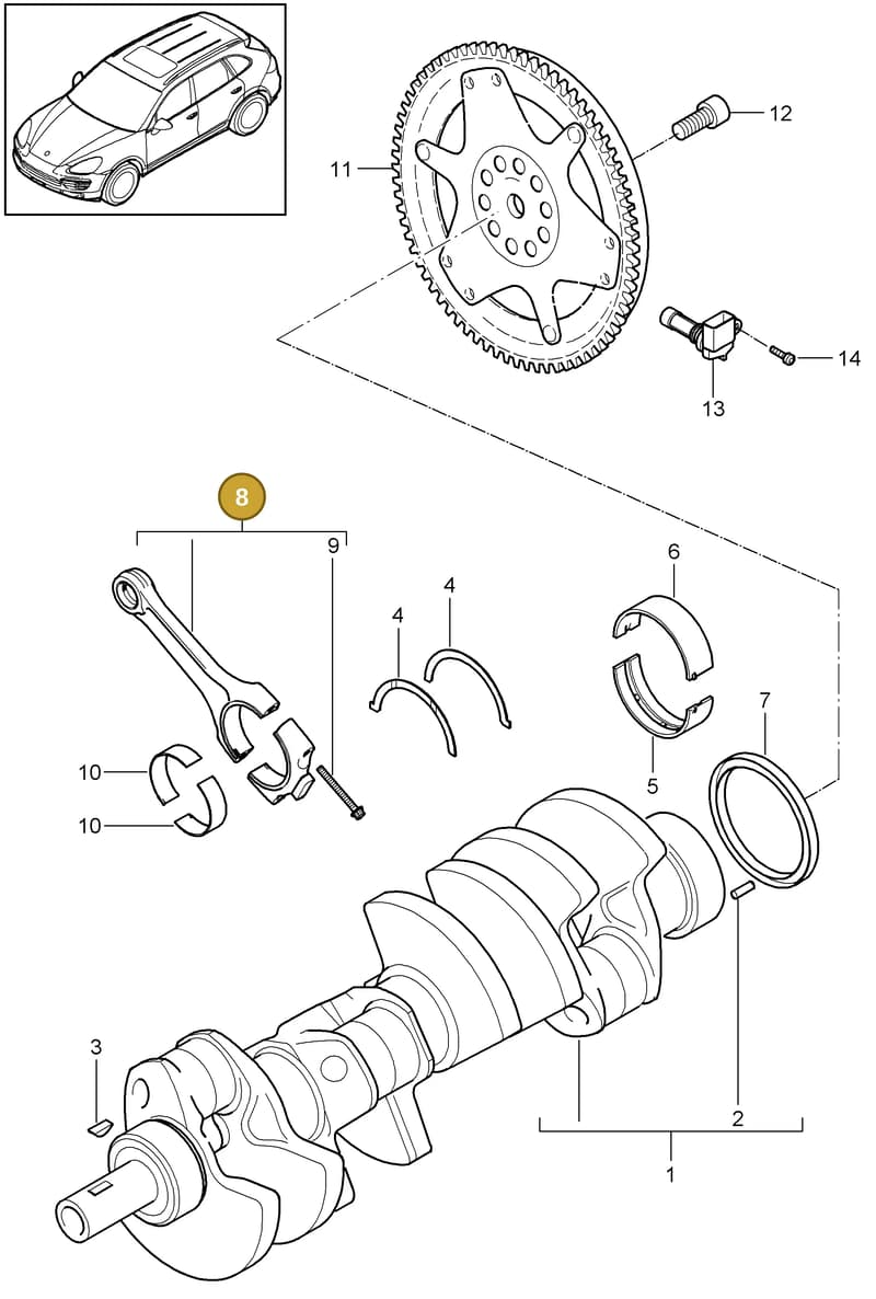 94810301071 — Porsche Cayenne (2010-2018) diagram p37102000, position 8