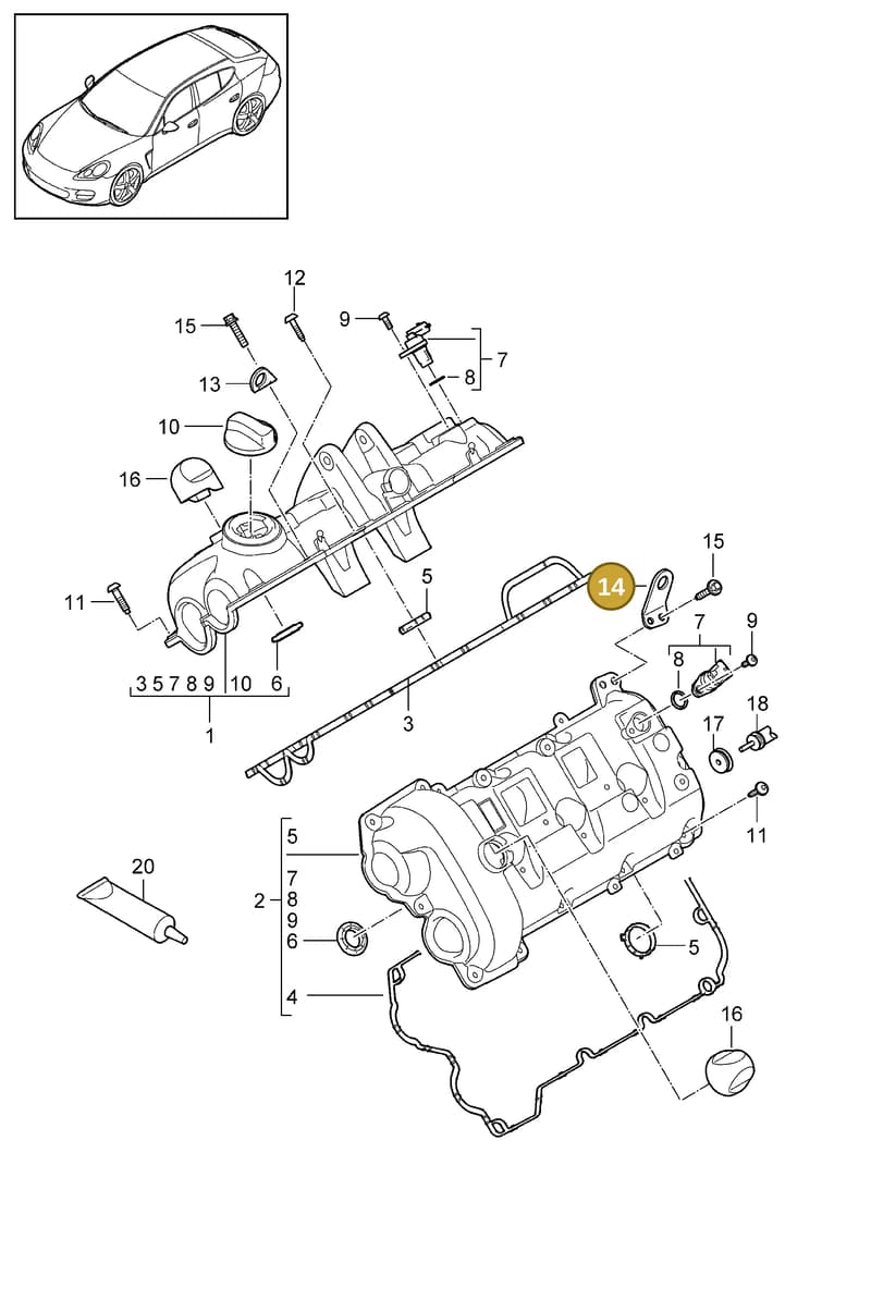 94810430621 — Porsche Panamera (2009-2016) diagram p35103020, position 14