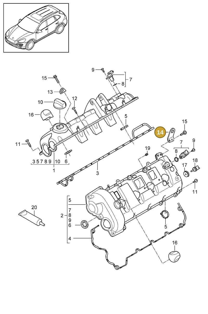 94810430621 — Porsche Cayenne (2010-2018) diagram p37103020, position 14