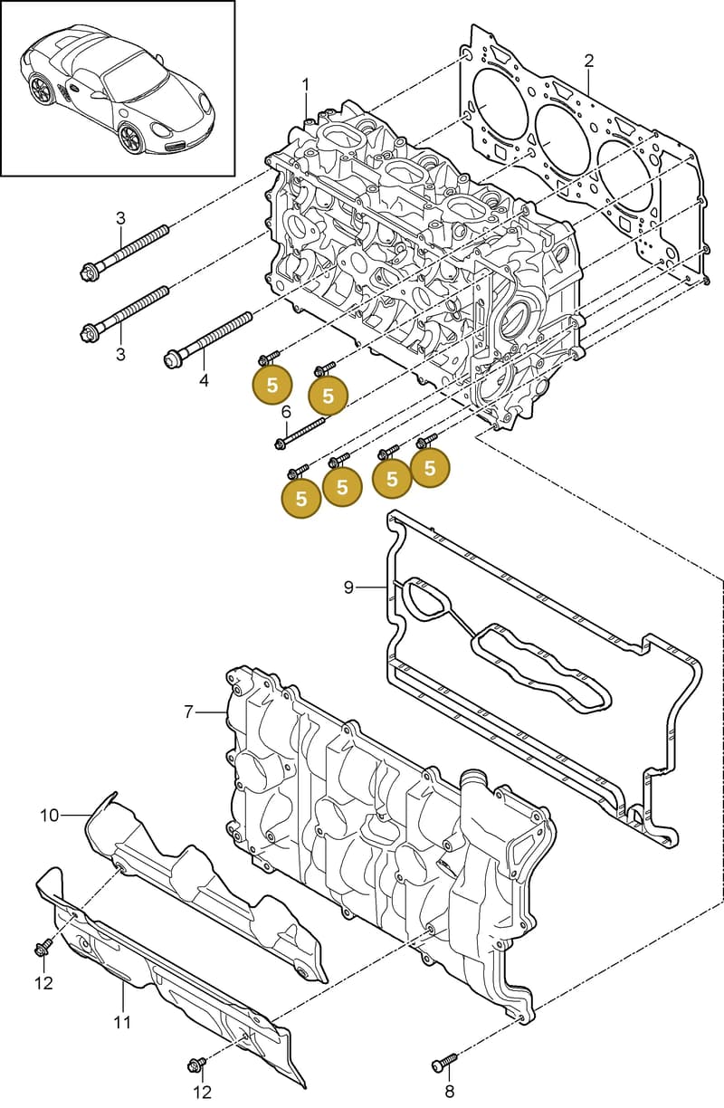 94810509400 — Porsche Boxster S (2008-2012) diagram p33103000, position 5