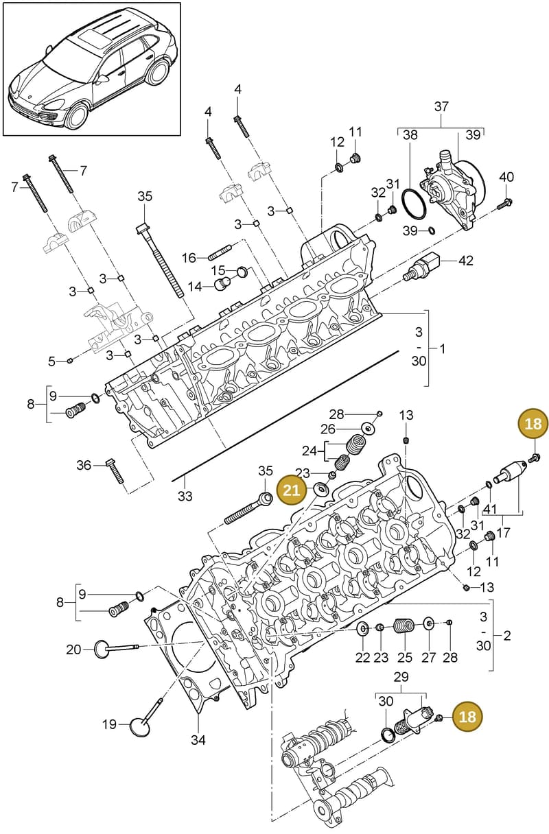 94810515101 — Porsche Cayenne (2010-2018) diagram p37103000, position 18+21