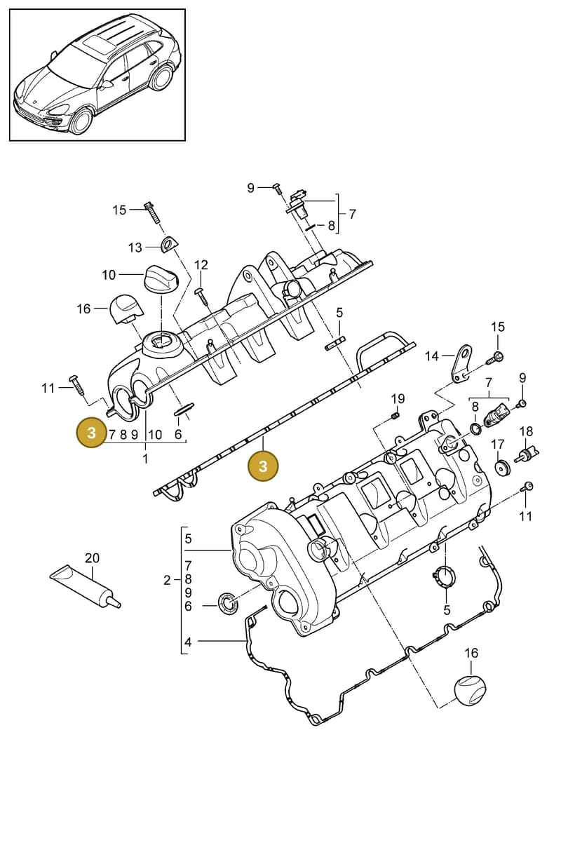 94810593501 — Porsche Cayenne (2010-2018) diagram p37103020, position 3