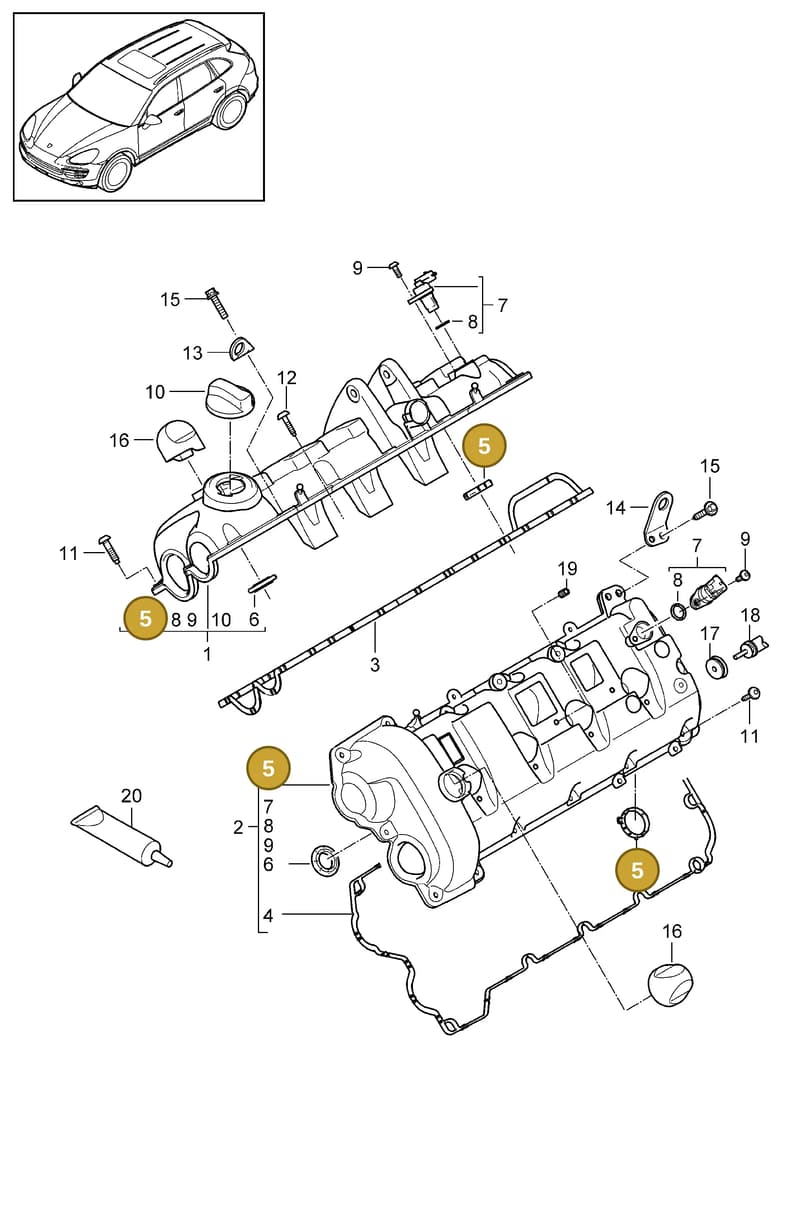 94810593702 — Porsche Cayenne (2010-2018) diagram p37103020, position 5