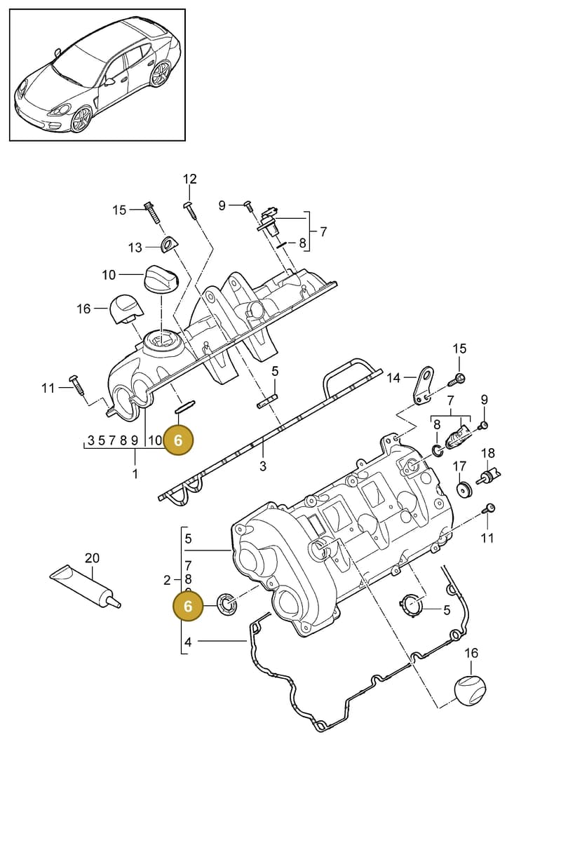 94810593800 — Porsche Panamera (2009-2016) diagram p35103020, position 6