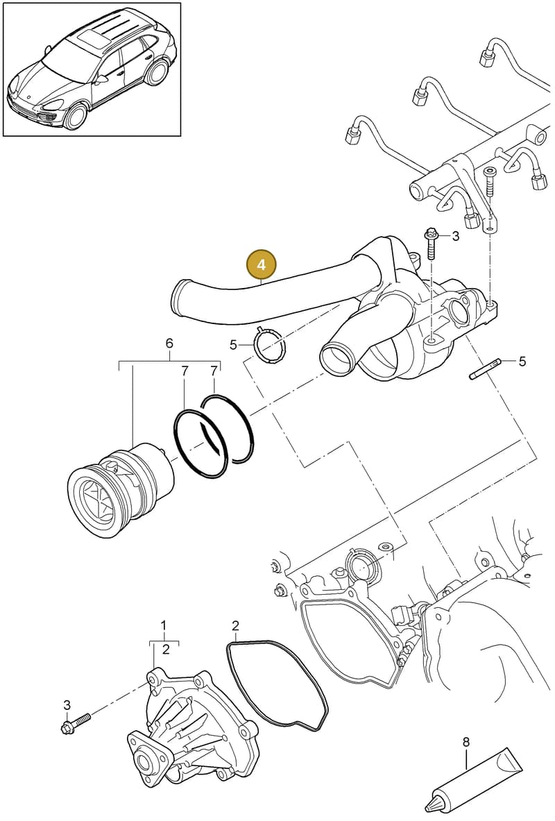 94810608002 — Porsche Cayenne (2010-2018) diagram p37105000, position 4