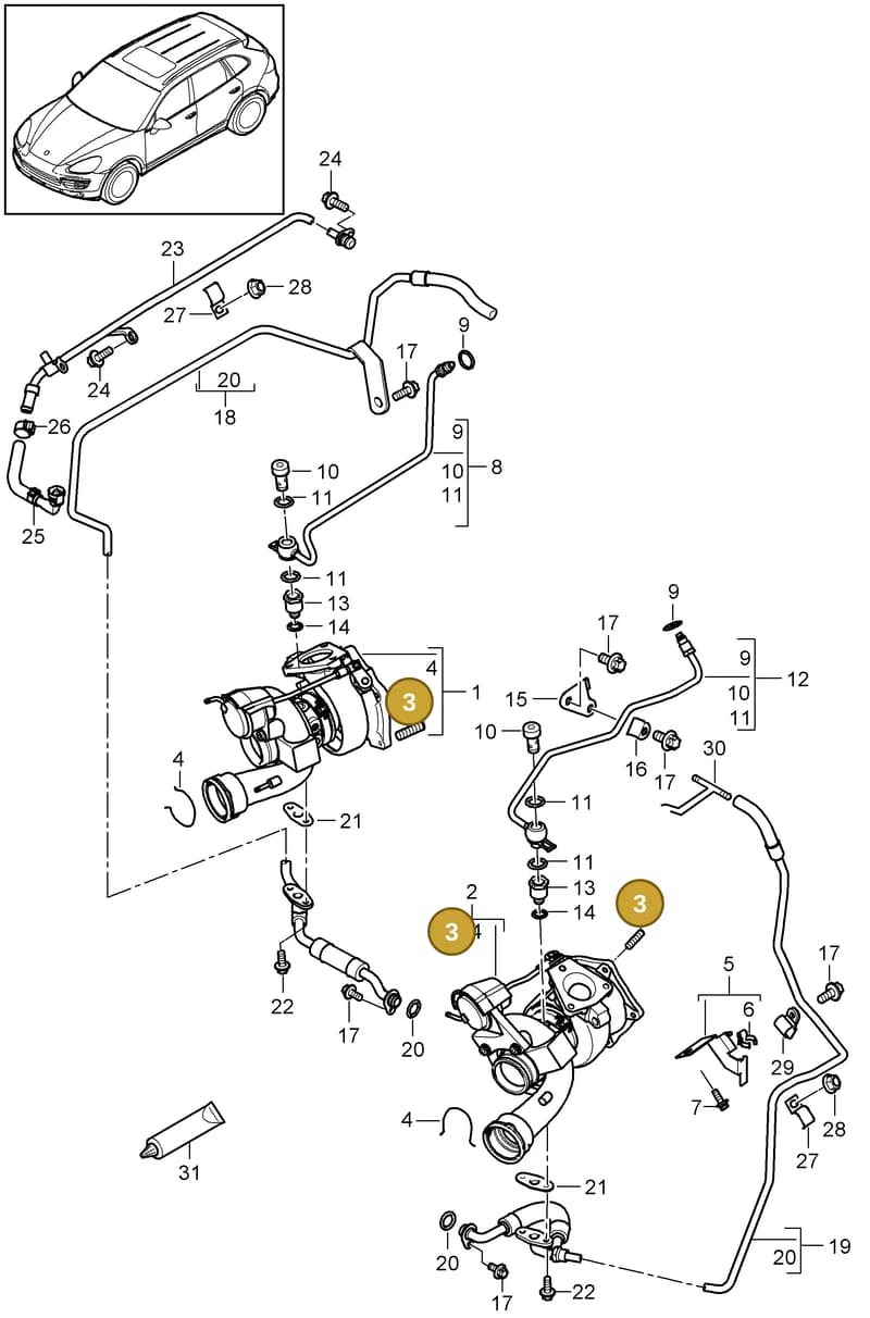 94810623755 — Porsche Cayenne (2010-2018) diagram p37202060, position 3