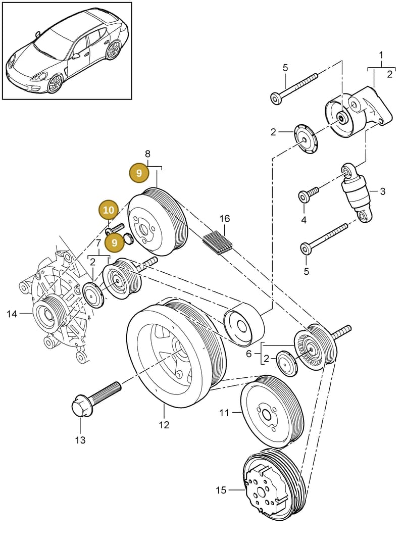 94810641900 — Porsche Panamera (2009-2016) diagram p35102070, position 9+10