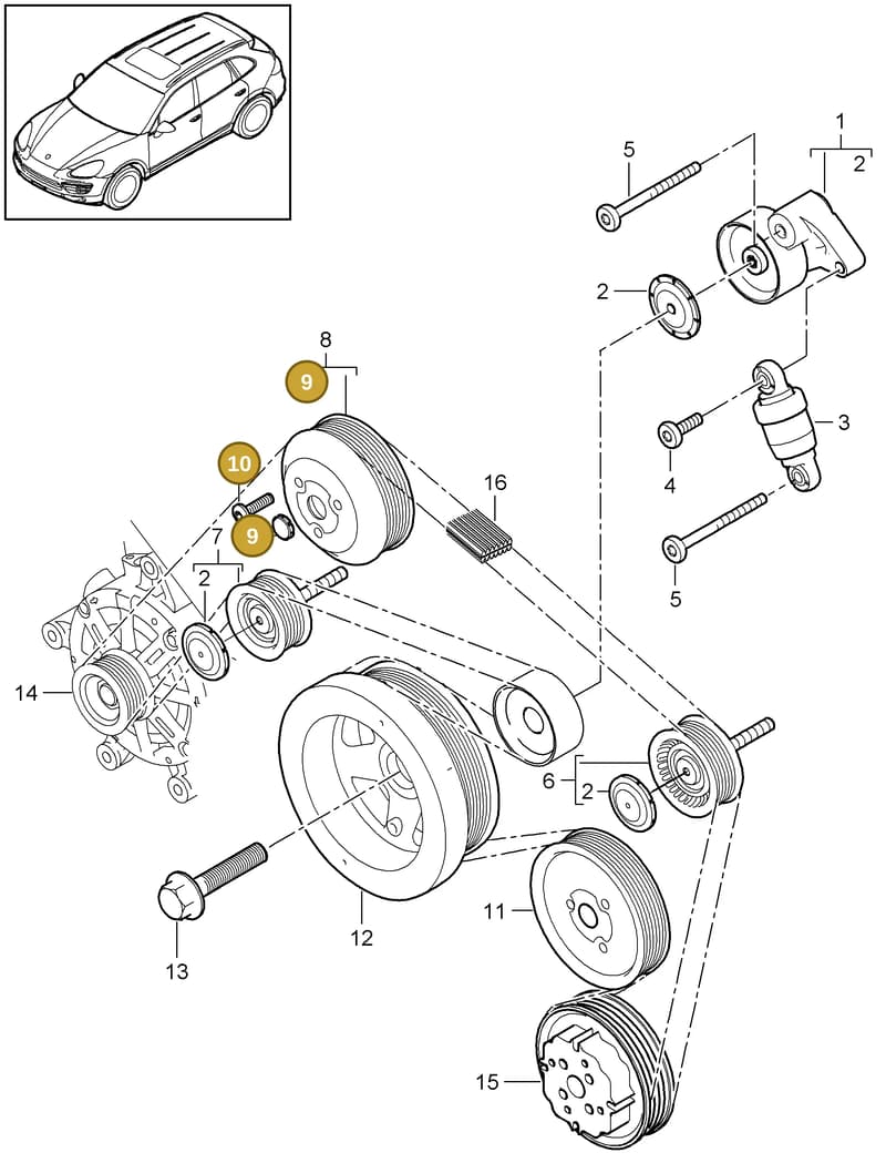 94810641900 — Porsche Cayenne (2010-2018) diagram p37102080, position 9+10