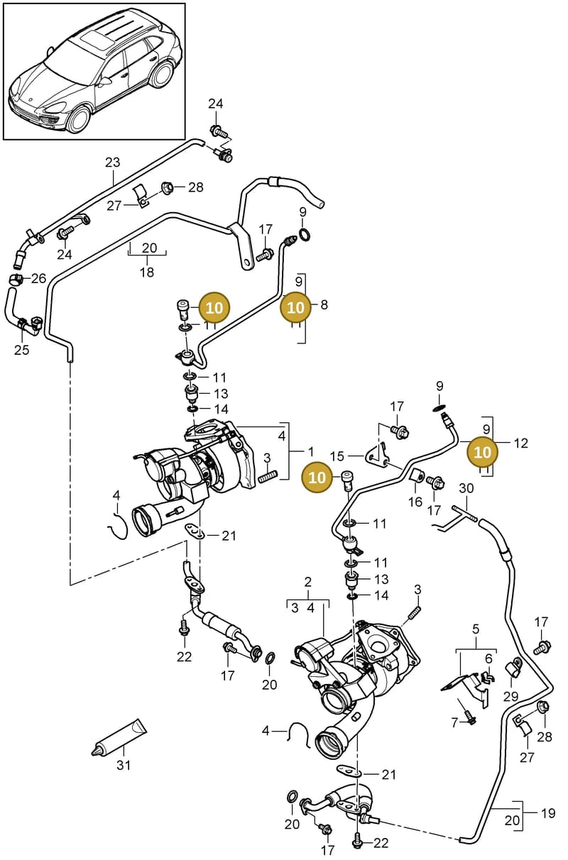 94810701152 — Porsche Cayenne (2010-2018) diagram p37202060, position 10