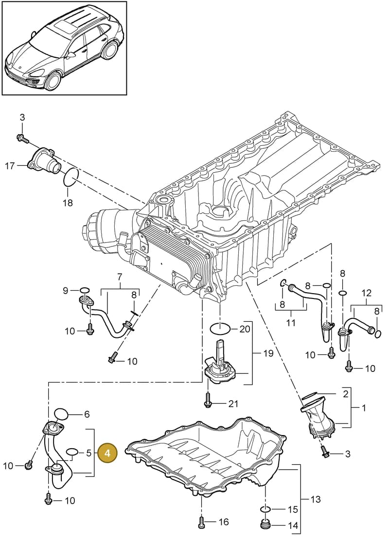 94810703110 — Porsche Cayenne (2010-2018) diagram p37104050, position 4