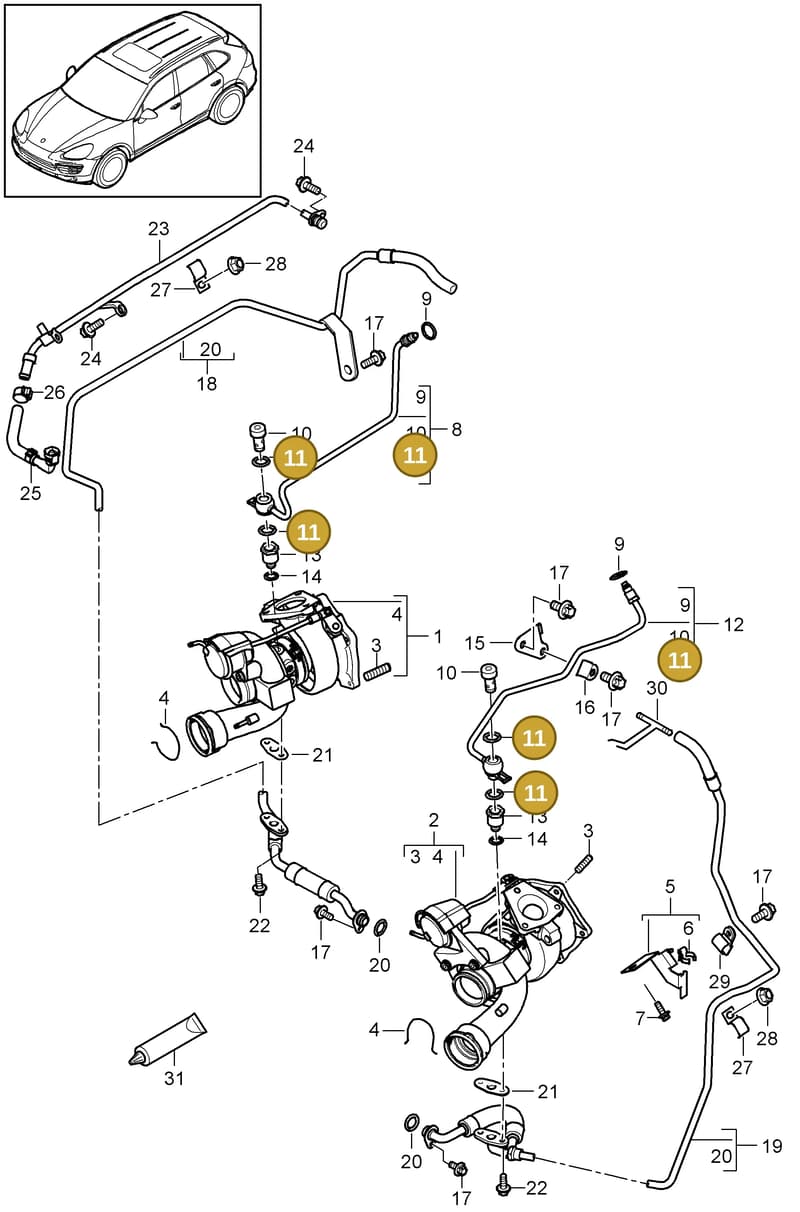 94810708660 — Porsche Cayenne (2010-2018) diagram p37202060, position 11