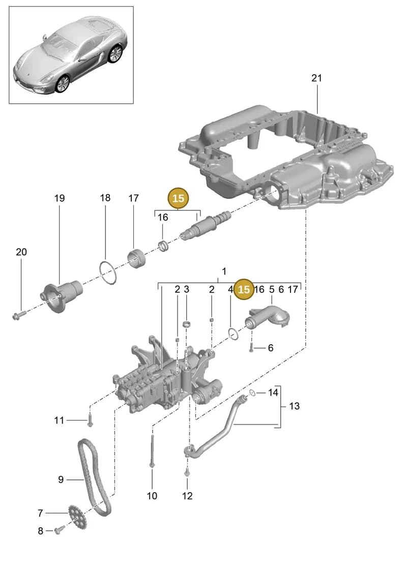 94810711311 — Porsche Cayman (2013-2016) diagram p40104000, position 15
