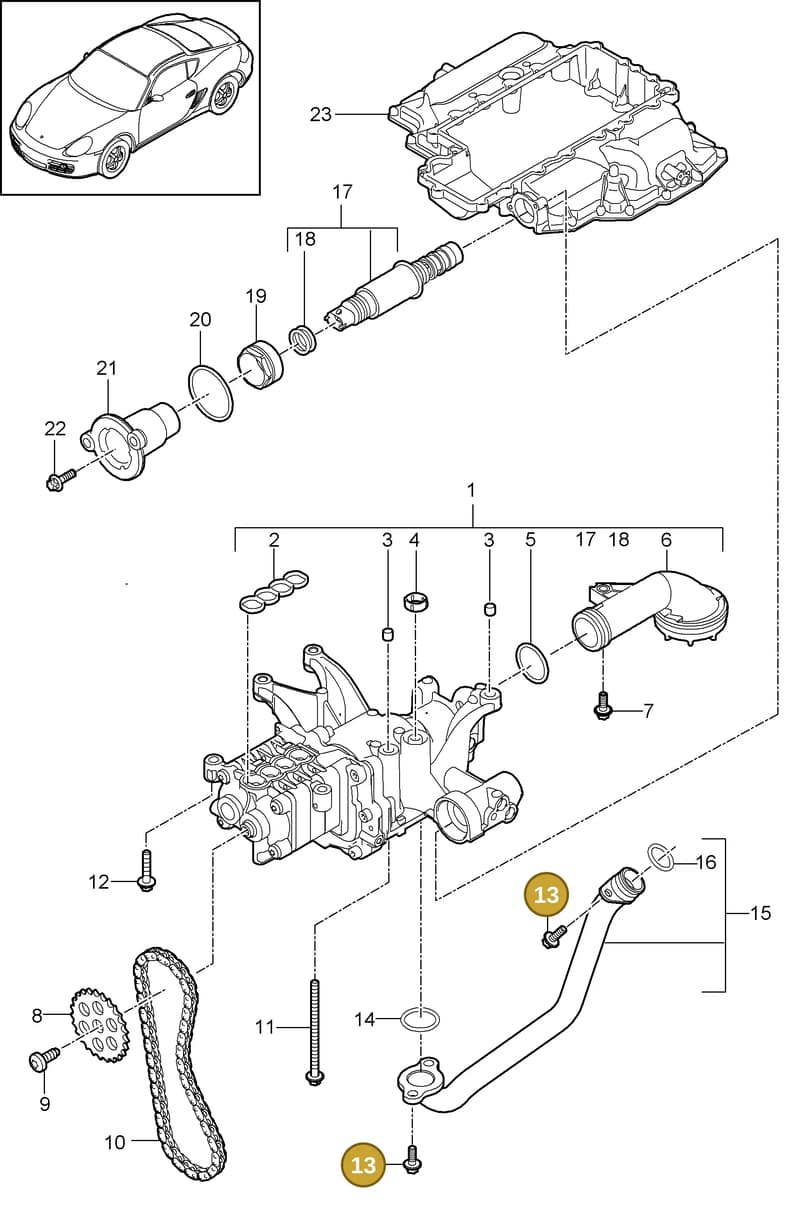 94810743910 — Porsche Cayman (2008-2012) diagram p34104000, position 13
