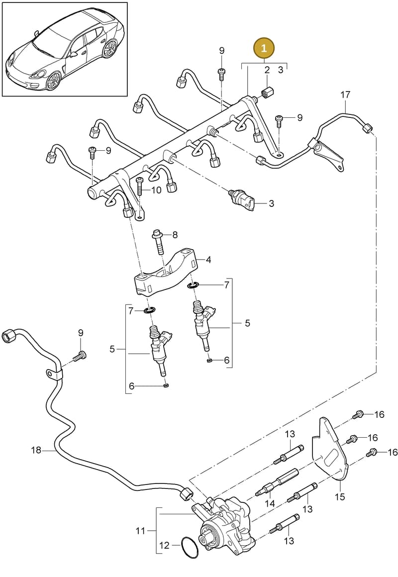 94811011558 — Porsche Panamera (2009-2016) diagram p35107030, position 1