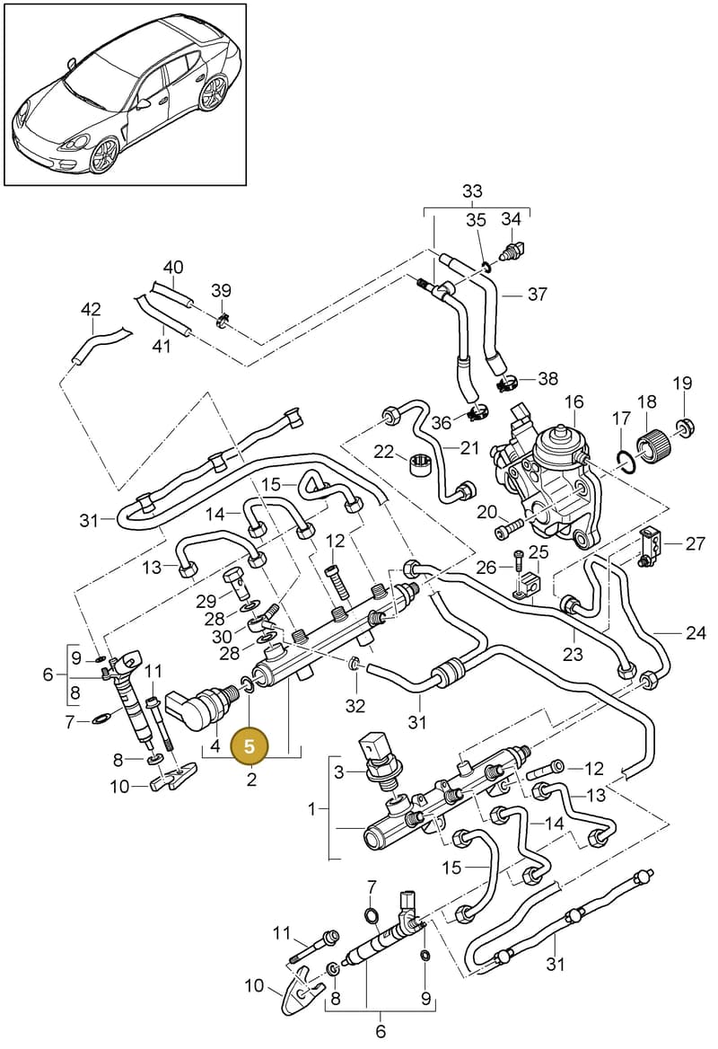 94811014601 — Porsche Panamera (2009-2016) diagram p35107040, position 5