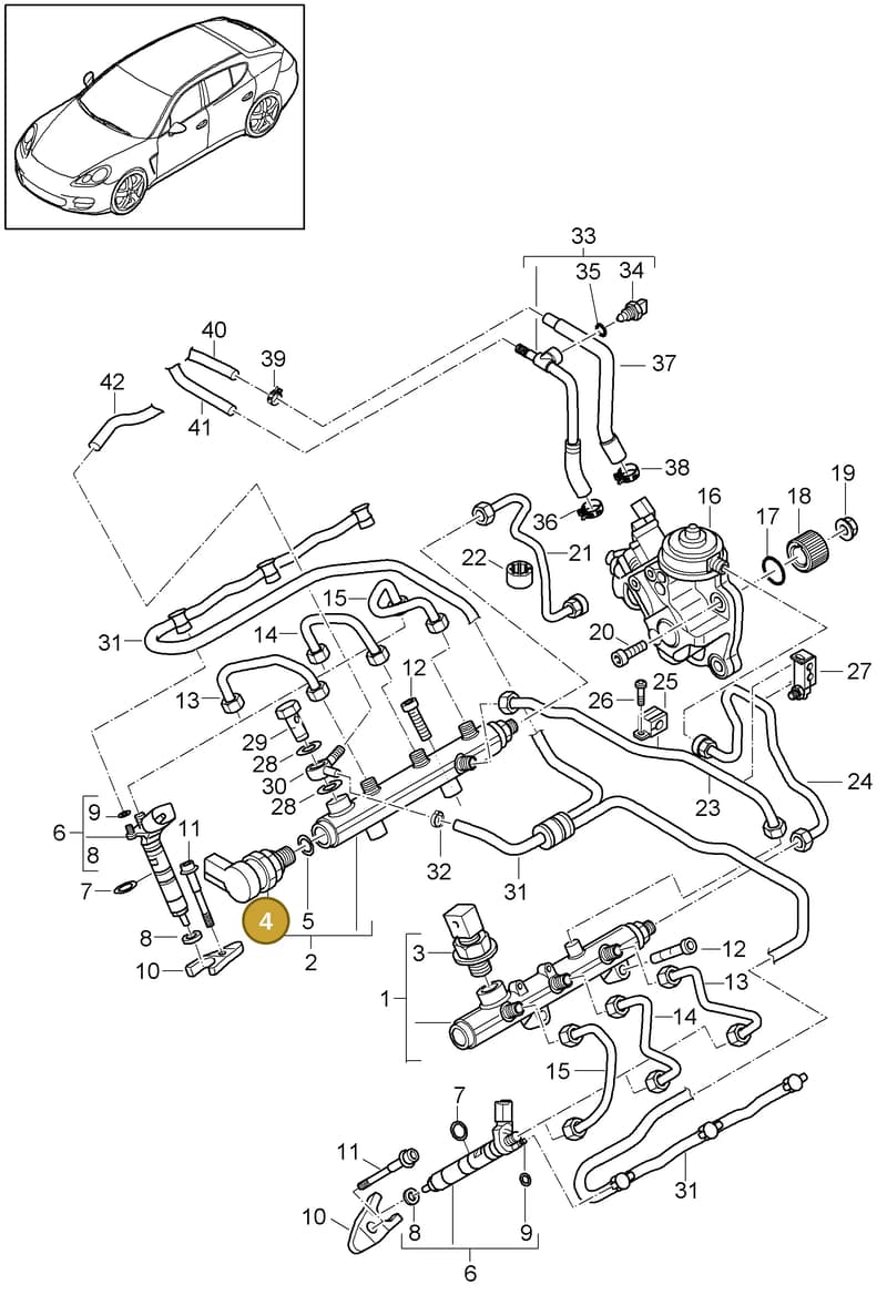 94811021670 — Porsche Panamera (2009-2016) diagram p35107040, position 4