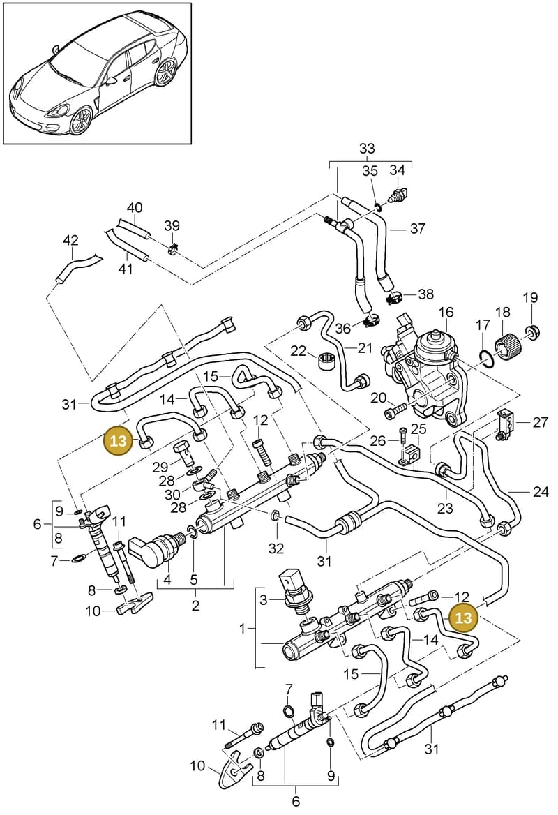 94811035800 — Porsche Panamera (2009-2016) diagram p35107040, position 13