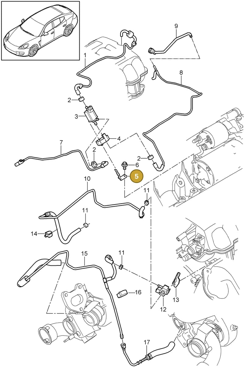 94811036052 — Porsche Panamera (2009-2016) diagram p35107080, position 5