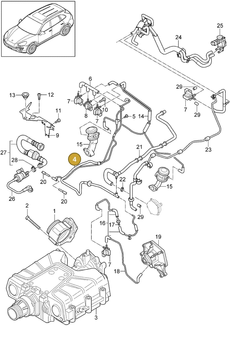 94811051501 — Porsche Cayenne (2010-2018) diagram p37107020, position 4