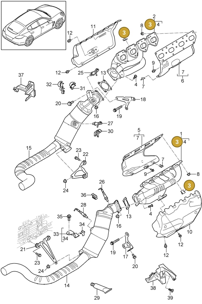 94811121300 — Porsche Panamera (2009-2016) diagram p35202000, position 3