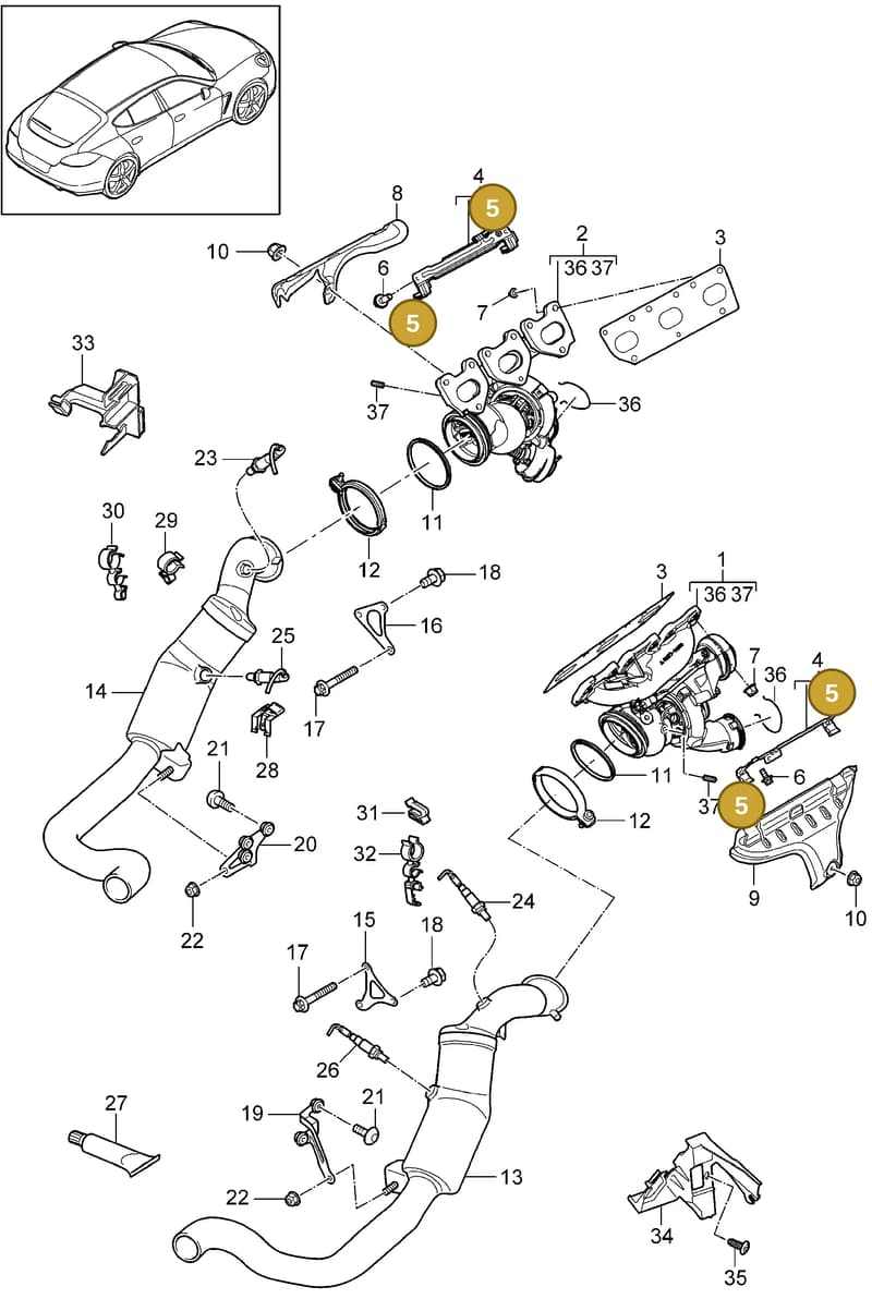 94811121300 — Porsche Panamera (2009-2016) diagram p35202020, position 5