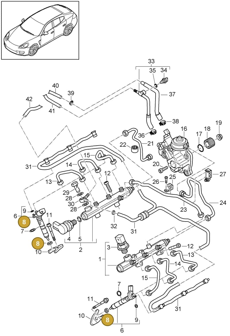 94860513900 — Porsche Panamera (2009-2016) diagram p35107040, position 8