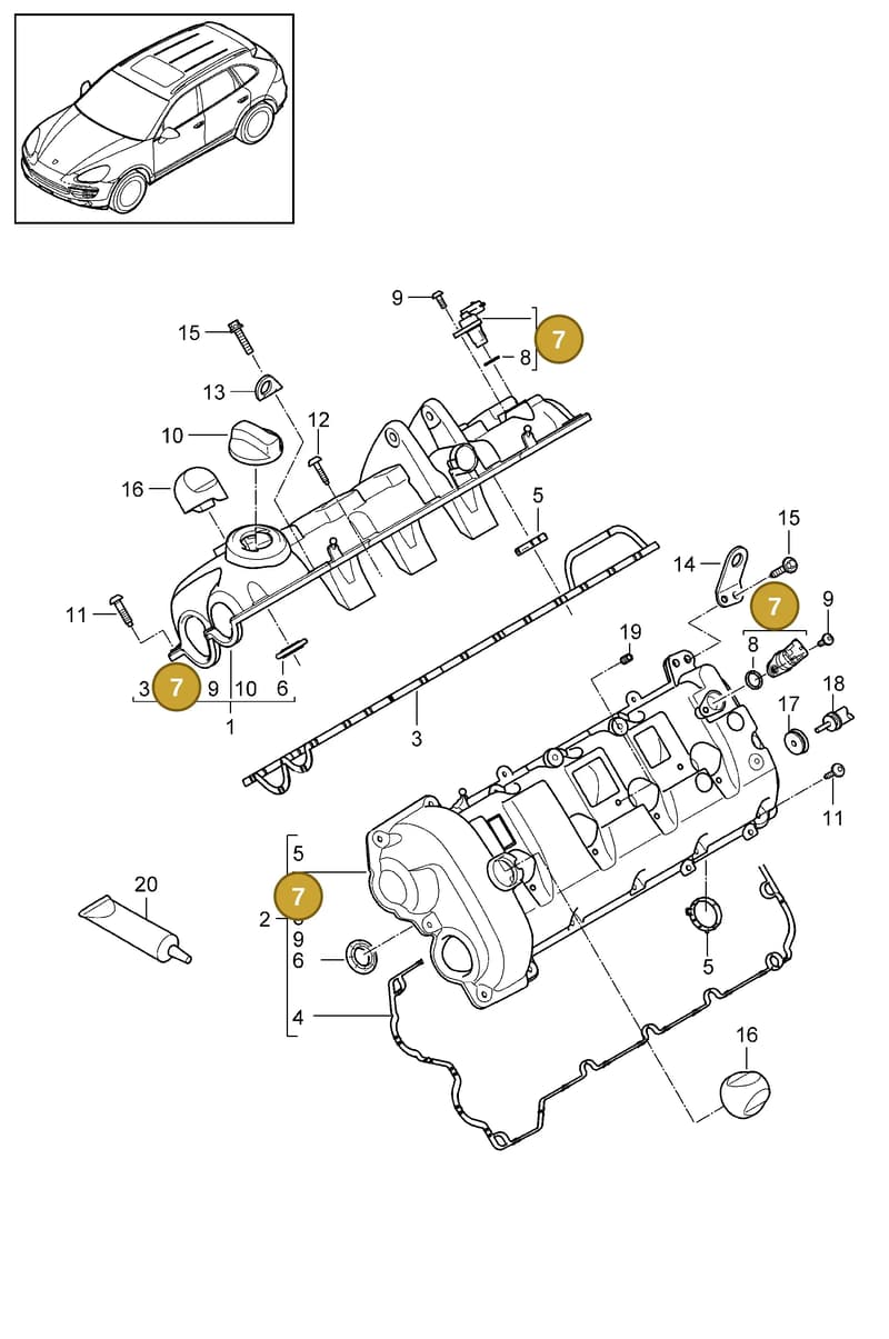 94860610600 — Porsche Cayenne (2010-2018) diagram p37103020, position 7