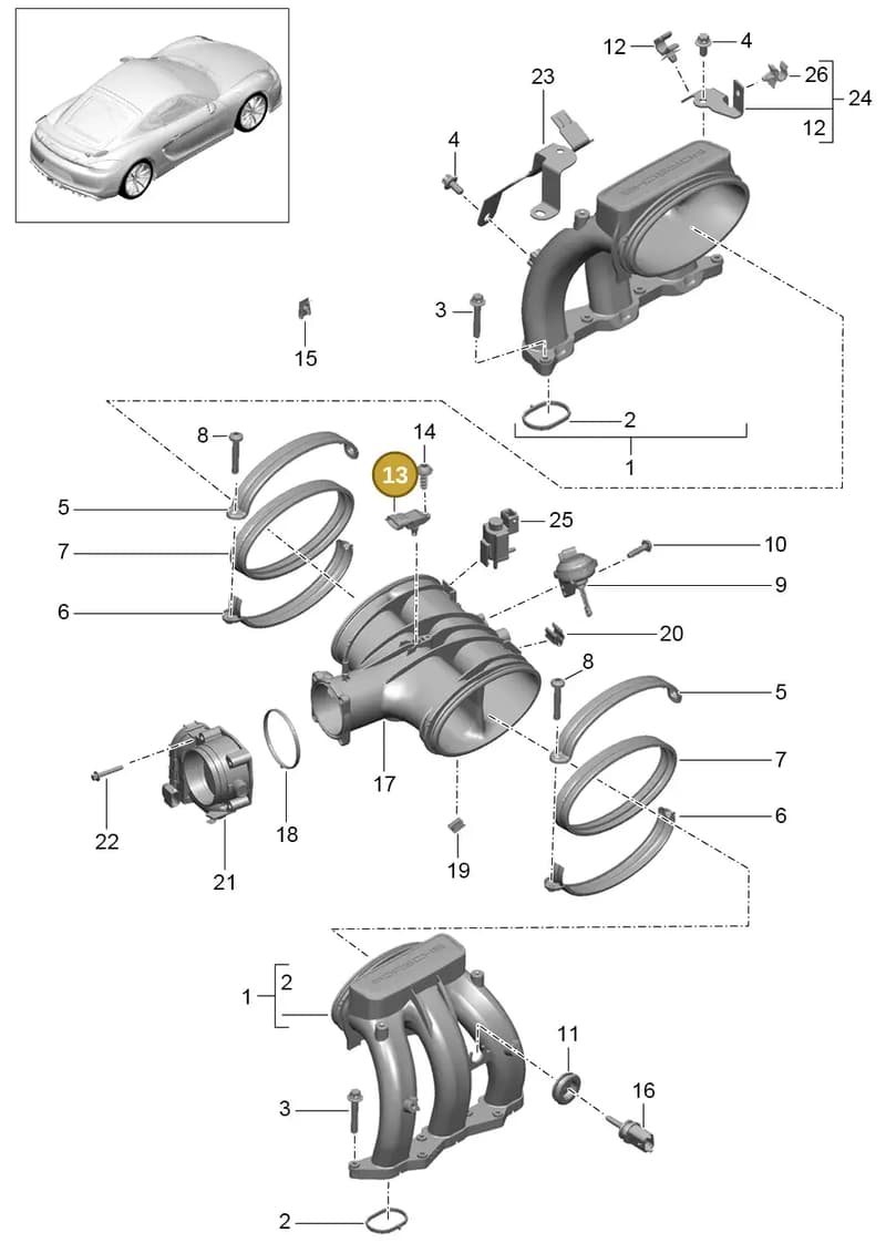94860618000 — Porsche Cayman GT4 (2015-2016) diagram p45107010, position 13