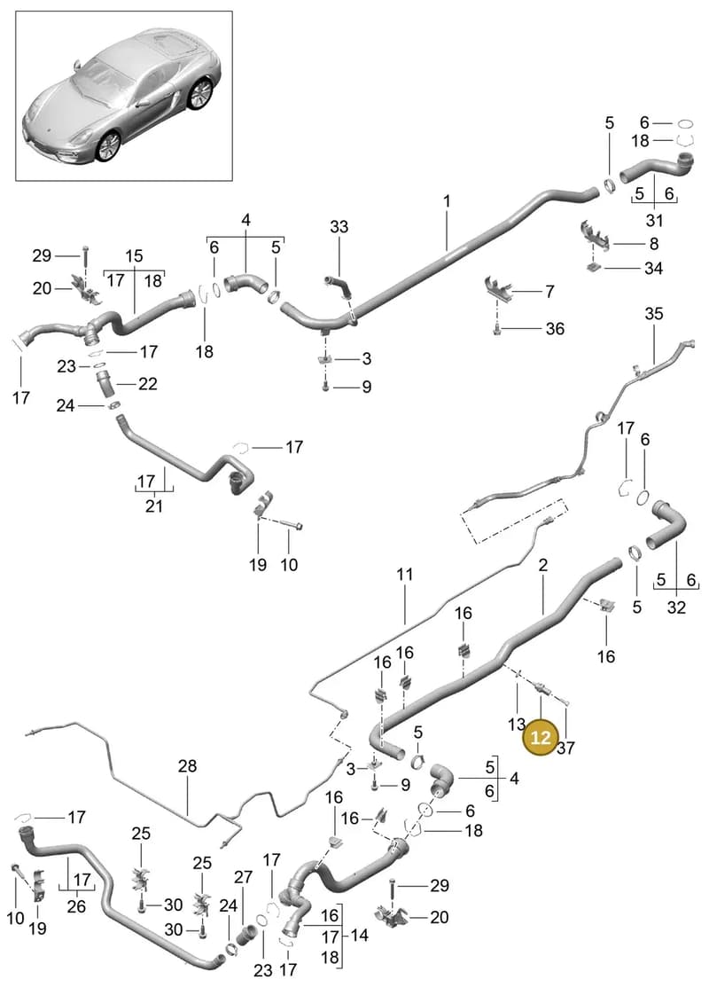 94860642000 — Porsche Cayman (2013-2016) diagram p40105010, position 12