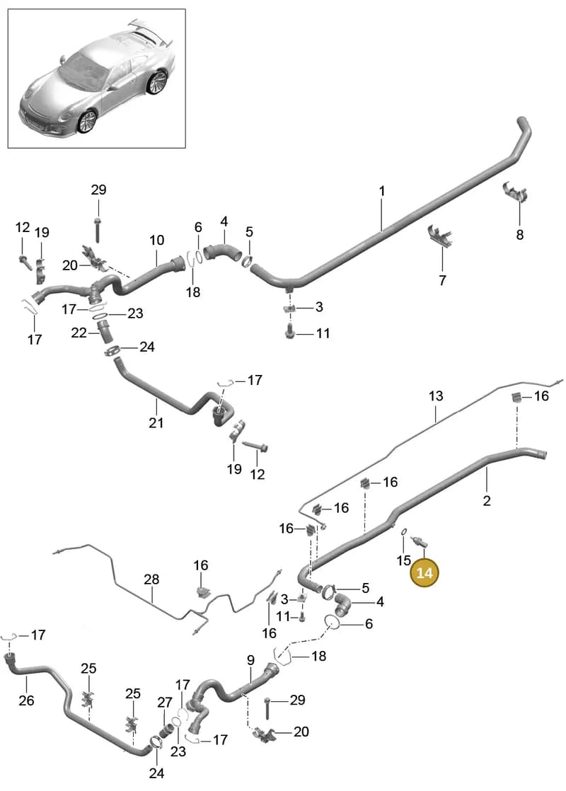 94860642000 — Porsche 911 (2013-2020) diagram p41105010, position 14