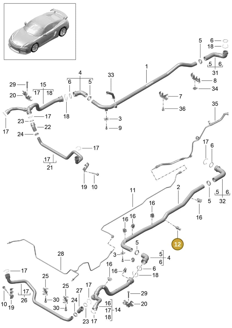 94860642000 — Porsche Cayman GT4 (2015-2016) diagram p45105010, position 12