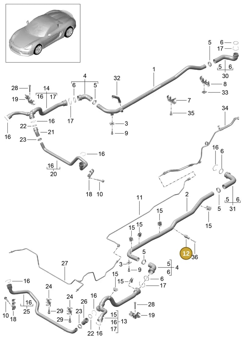 94860642000 — Porsche Boxster Spyder (2015-2016) diagram p46105010, position 12