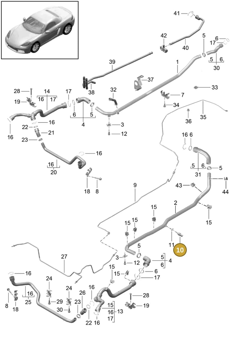 94860642000 — Porsche Boxster (2016-2019) diagram p48105010, position 10